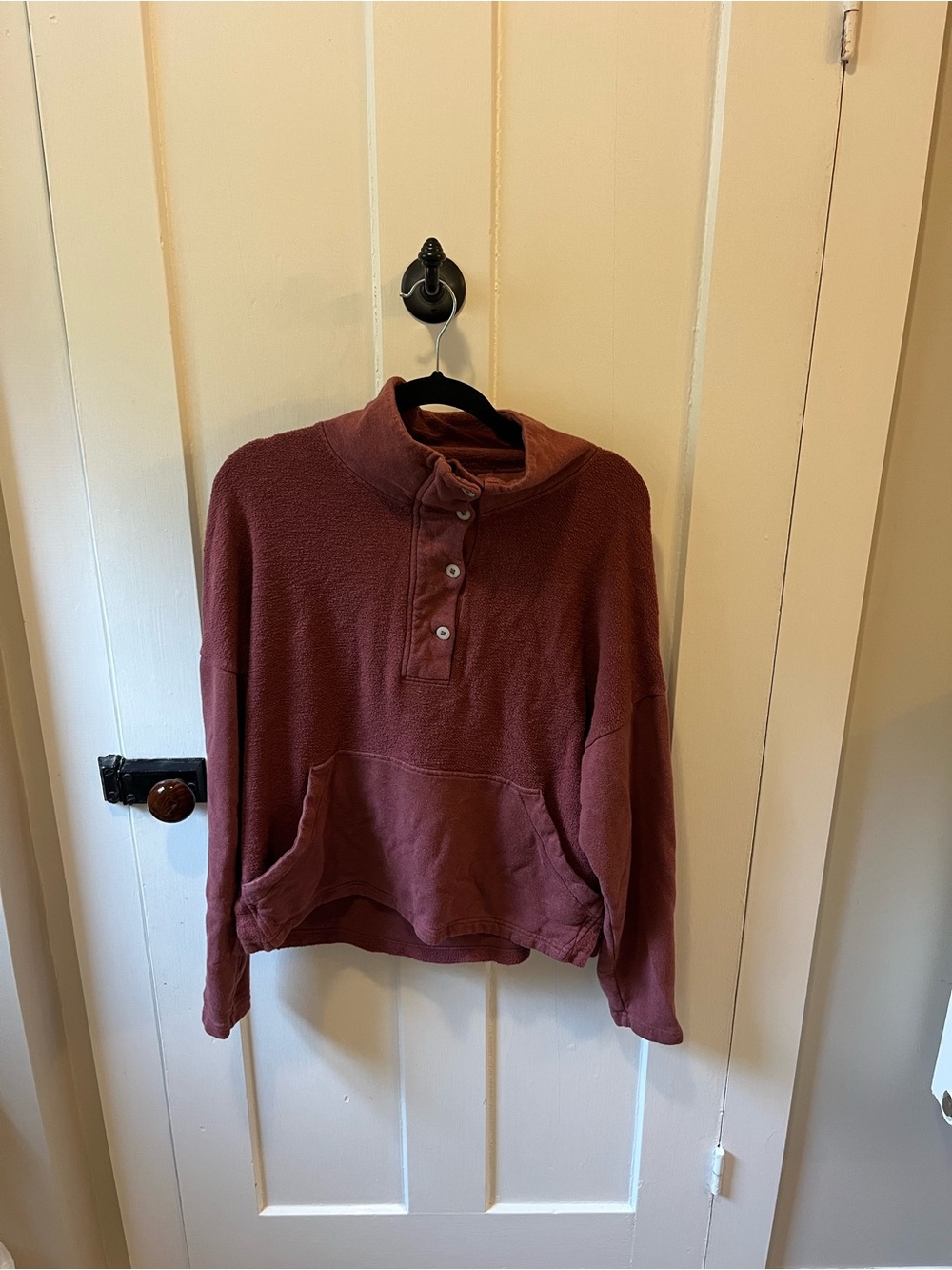 REI Co-op Wallace Lake Fleece Pullover Burgundy Hemp and Cotton Blend Small